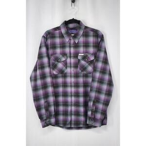 Dixxon Flannel Shirt Mens Medium Purple Plaid LS Ballistic 97 BJ Baldwin Punk